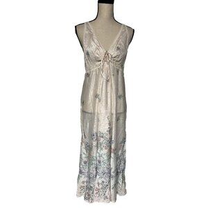 Vintage Women’s Nylon Nightgown Peach Floral Long JC Penney's